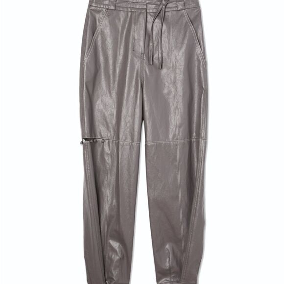 Wnderkammer Eco Stitch Faux Leather Trouser Light Gray Hi Rise Womens Pants New - Picture 7 of 7